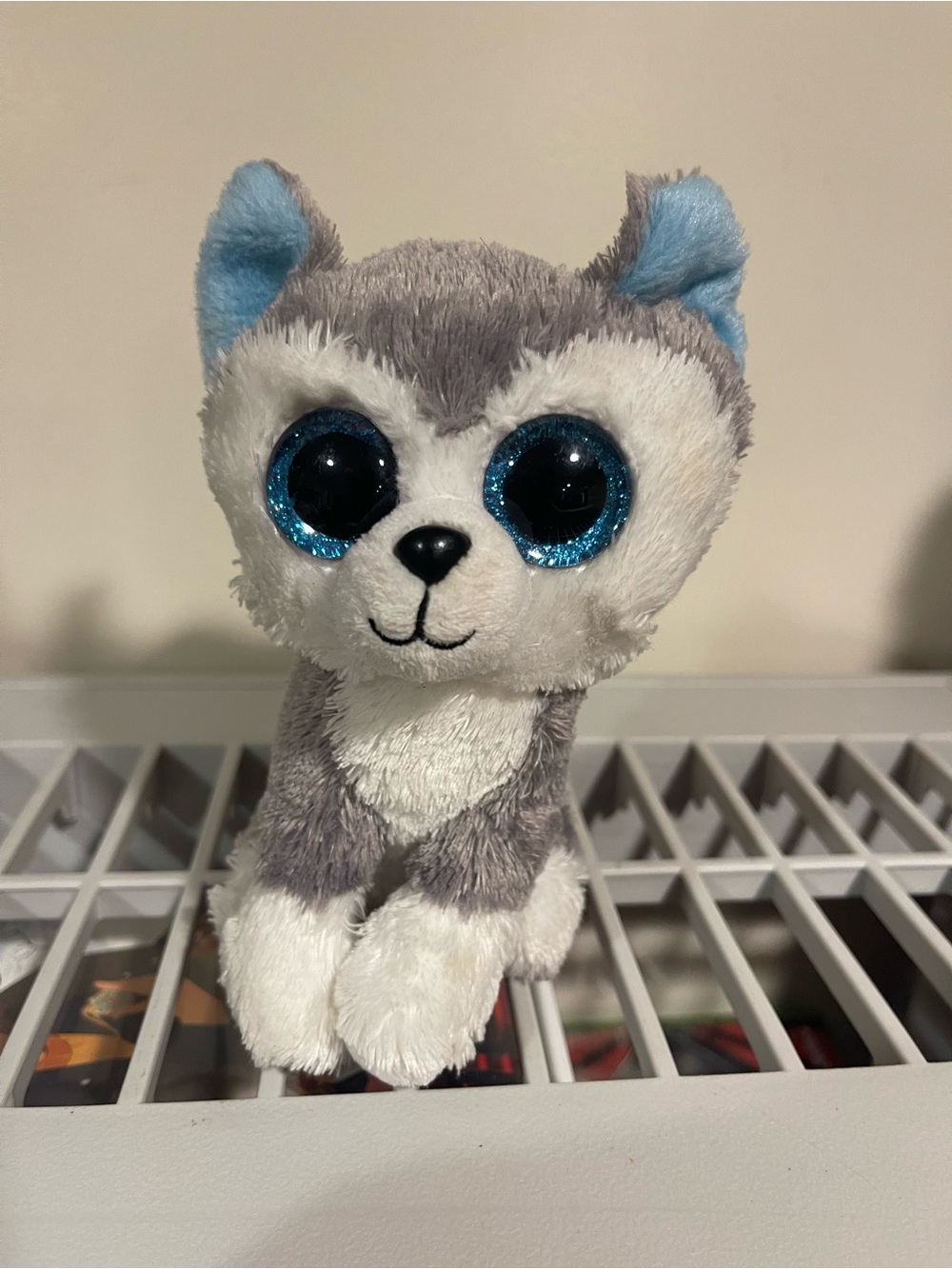 Slush Plush TY BOO Grey and White Husky with Blue Eyes - Soft Small Pet Toy